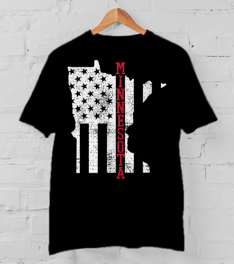 Minnesota USA Flag Vintage Retro America State Map T-Shirt
