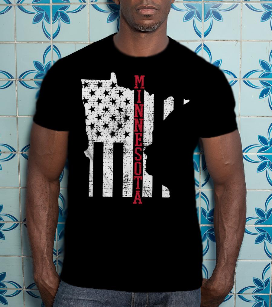 Minnesota USA Flag Vintage Retro America State Map T-Shirt