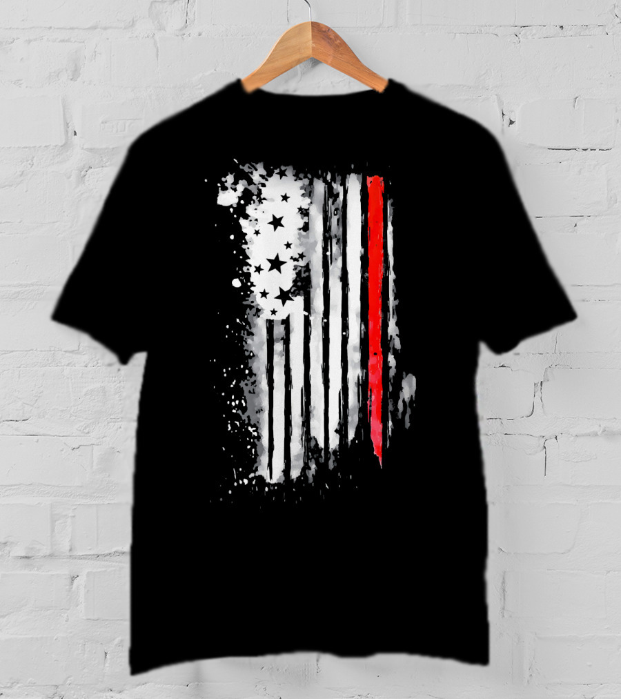Thin Red Line American Flag Firefighter Fir USA T-Shirt