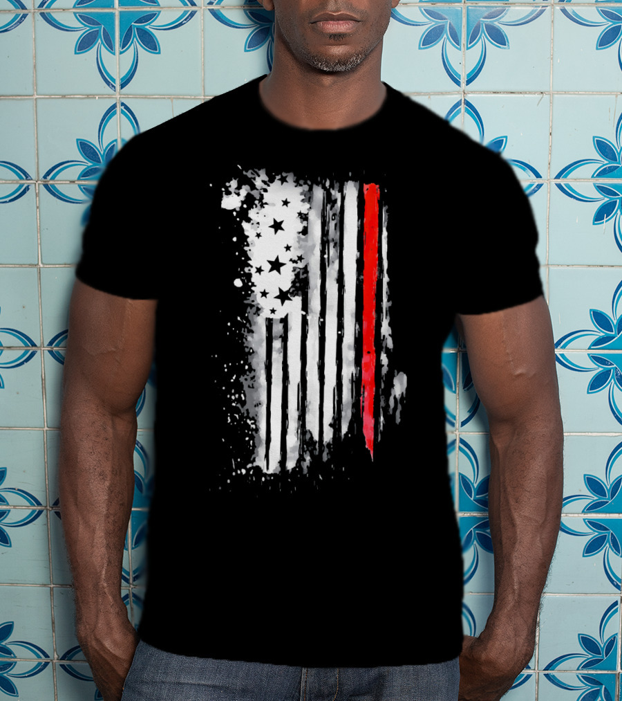 Thin Red Line American Flag Firefighter Fir USA T-Shirt