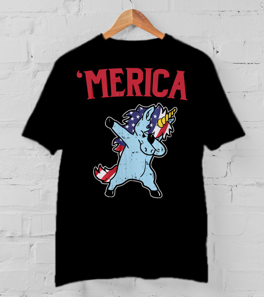 'Merica Unicorn Dabbing Americorn U T-Shirt