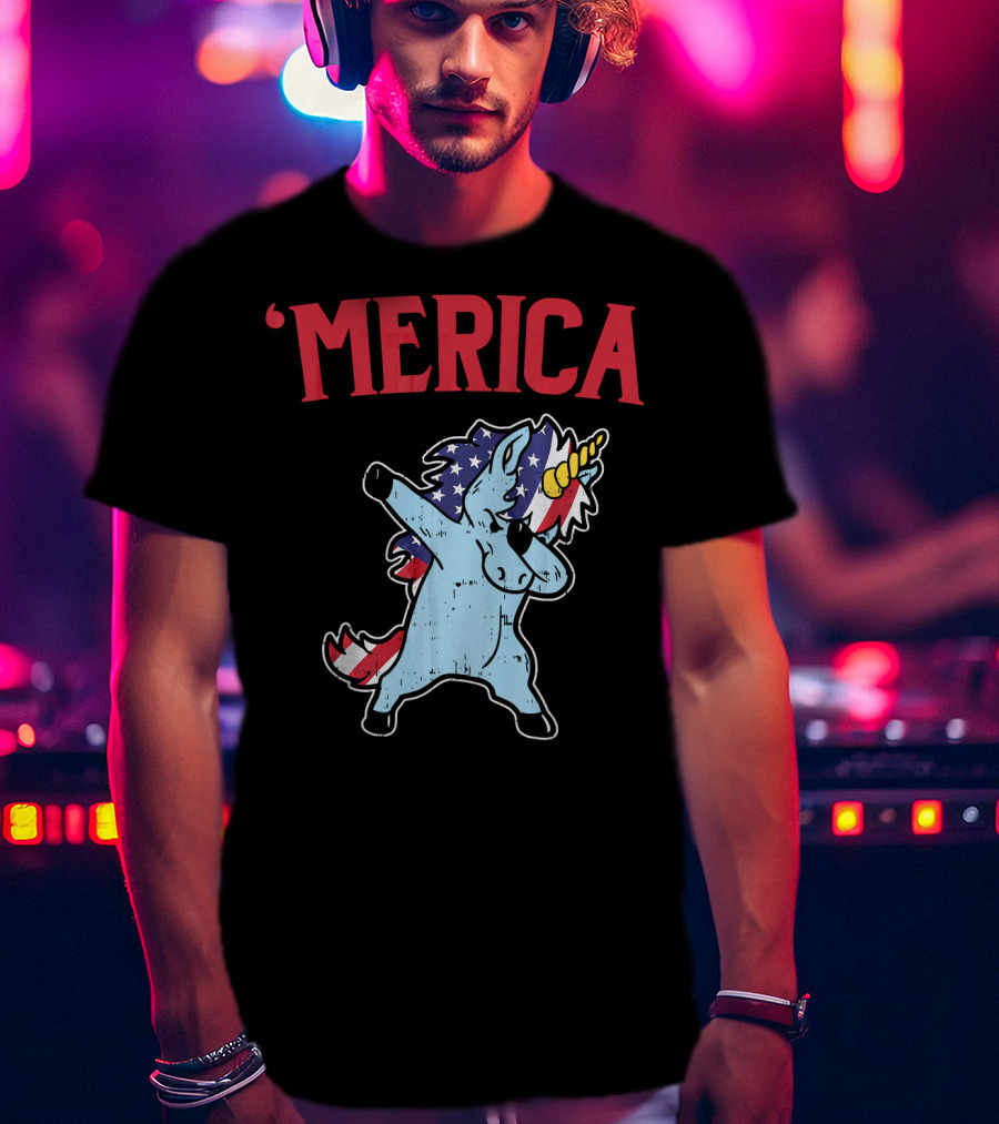 'Merica Unicorn Dabbing Americorn U T-Shirt