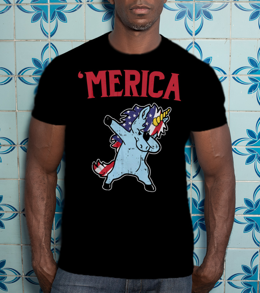 'Merica Unicorn Dabbing Americorn U T-Shirt