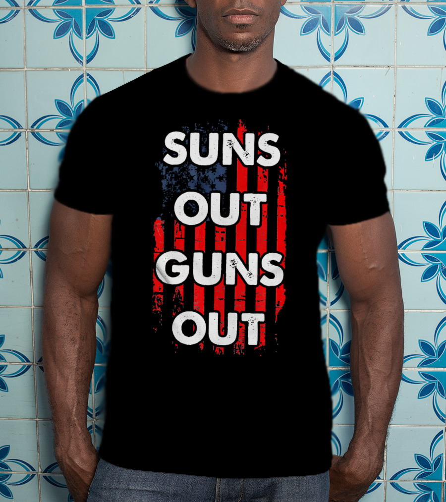 Suns Out Guns Out USA Flag Suns T-Shirt