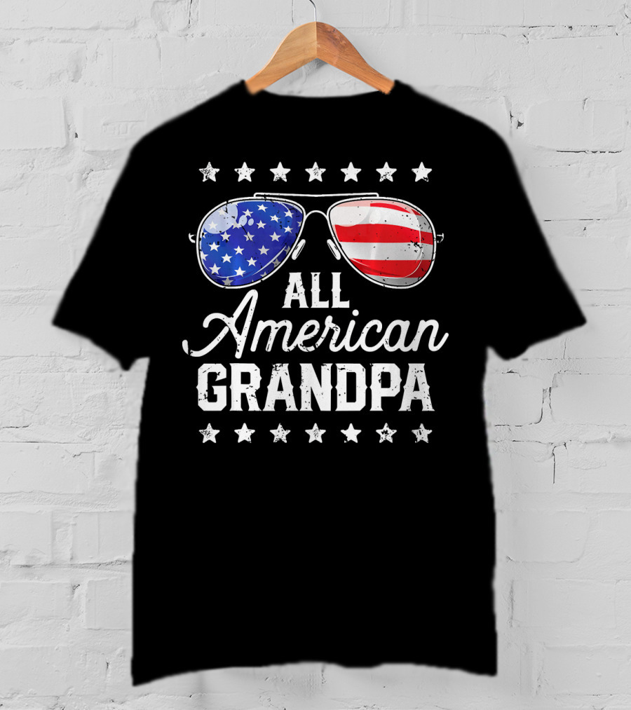 All American Grandpa Stars And Stripes Sunglasses Patriotic T-Shirt