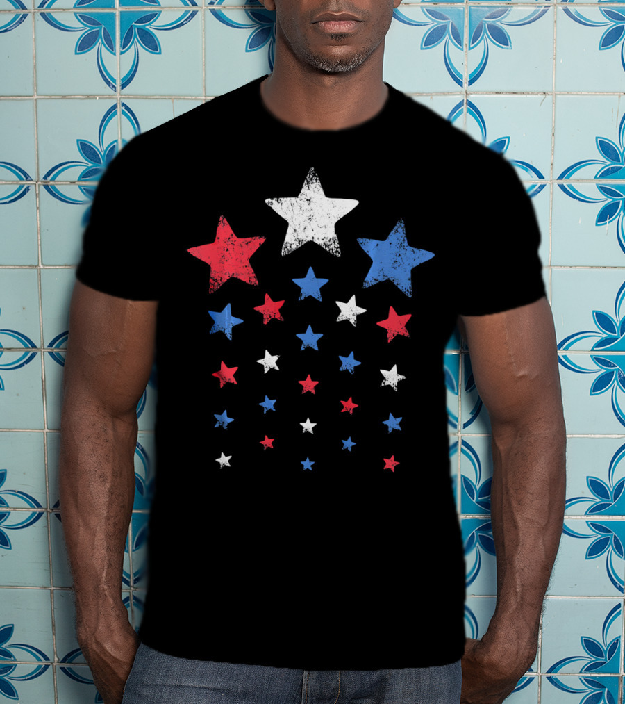 New Years Eve Patriotic Red White Blue Stars T-Shirt