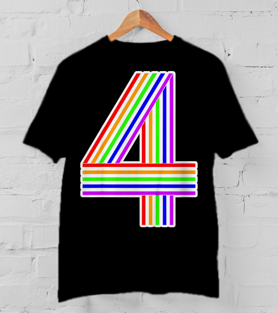Kids Happy Family Clothing Rainbow Number 4 T-Shirt