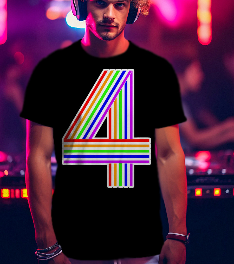 Kids Happy Family Clothing Rainbow Number 4 T-Shirt