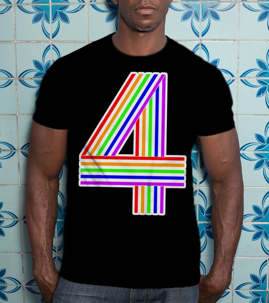 Kids Happy Family Clothing Rainbow Number 4 T-Shirt
