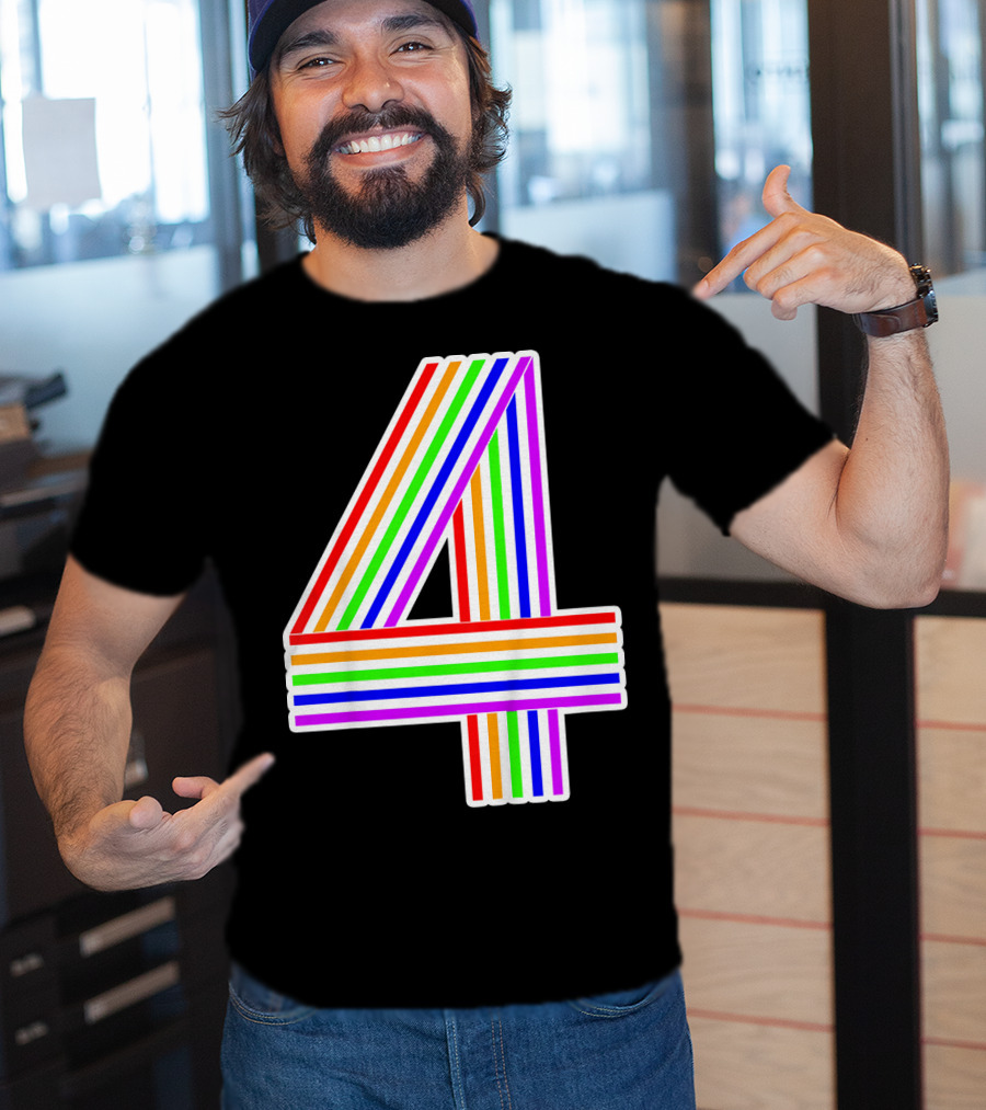 Kids Happy Family Clothing Rainbow Number 4 T-Shirt