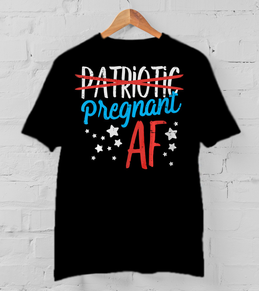 Pregnant AF Baby Reveal Patriotic Stars T-Shirt