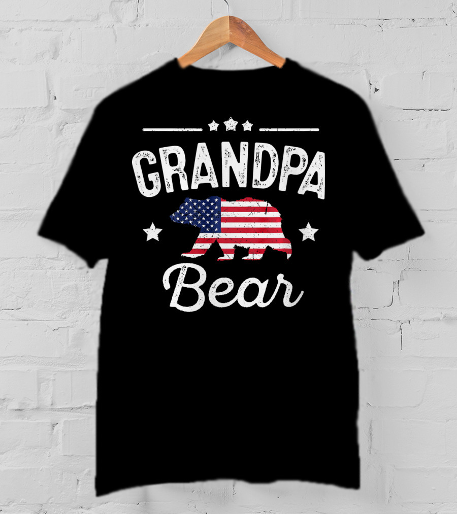 Grandpa Bear American Flag T-Shirt