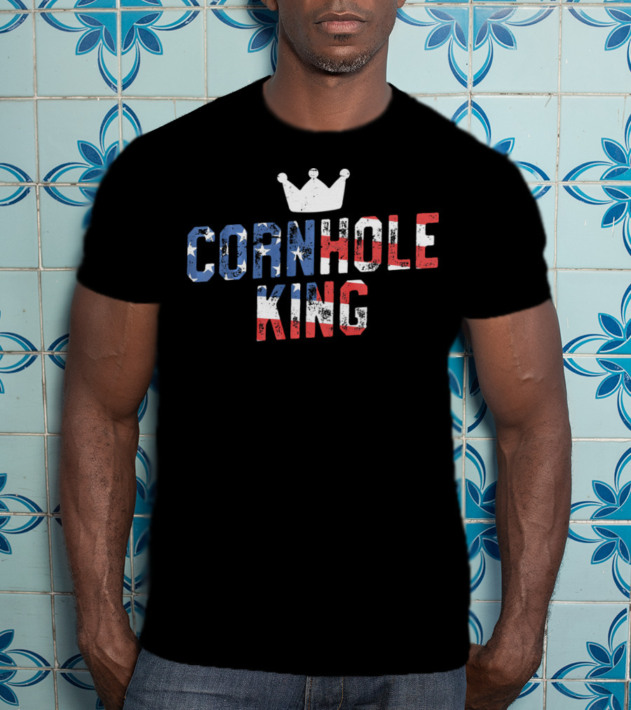 Cornhole King Patriotic American Theme With Crown T-Shirt