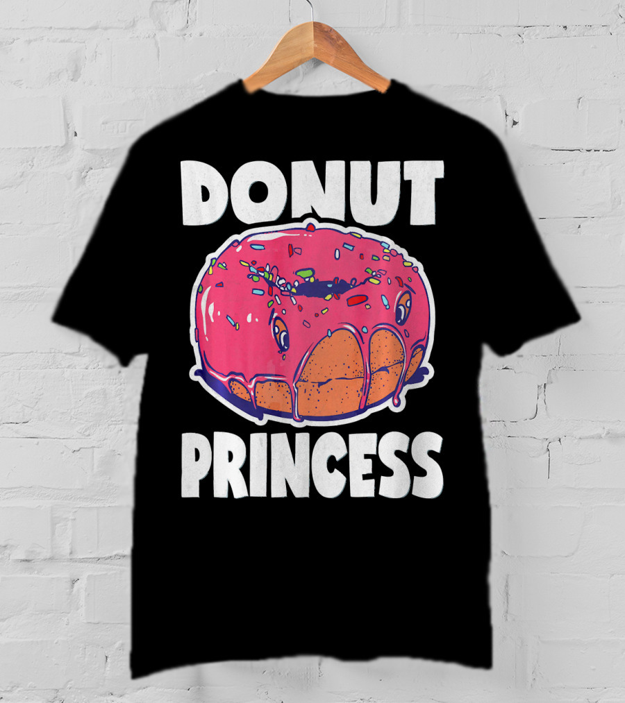 Donut Princess Vintage Baked Fried Cake Pink Sprinkles Fun T-Shirt
