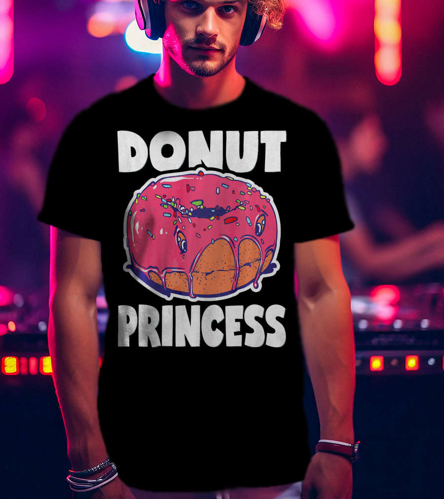 Donut Princess Vintage Baked Fried Cake Pink Sprinkles Fun T-Shirt