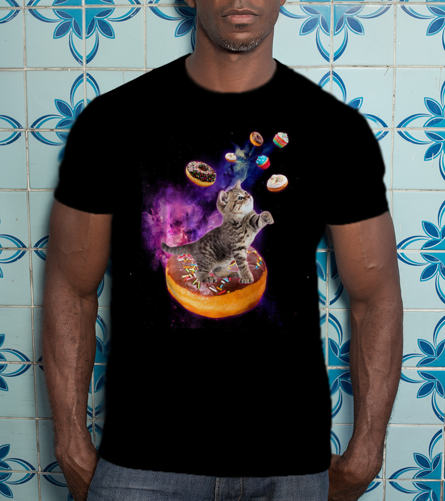 Abyssinian Cat Floating In Space With Donuts Kit T-Shirt