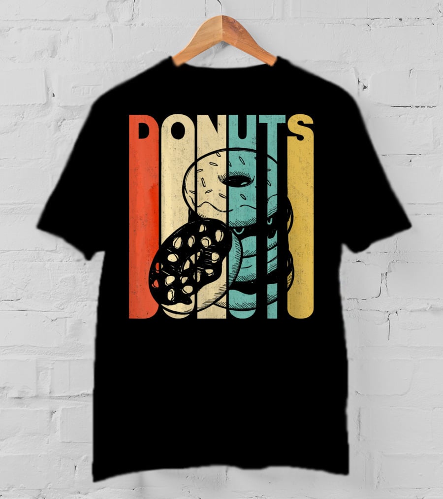Vintage Retro Donuts Striped T-Shirt