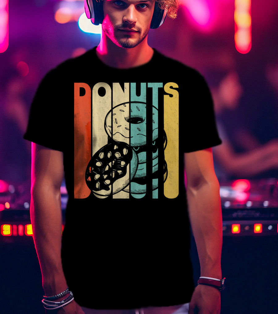 Vintage Retro Donuts Striped T-Shirt