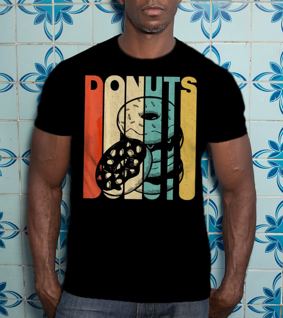 Vintage Retro Donuts Striped T-Shirt