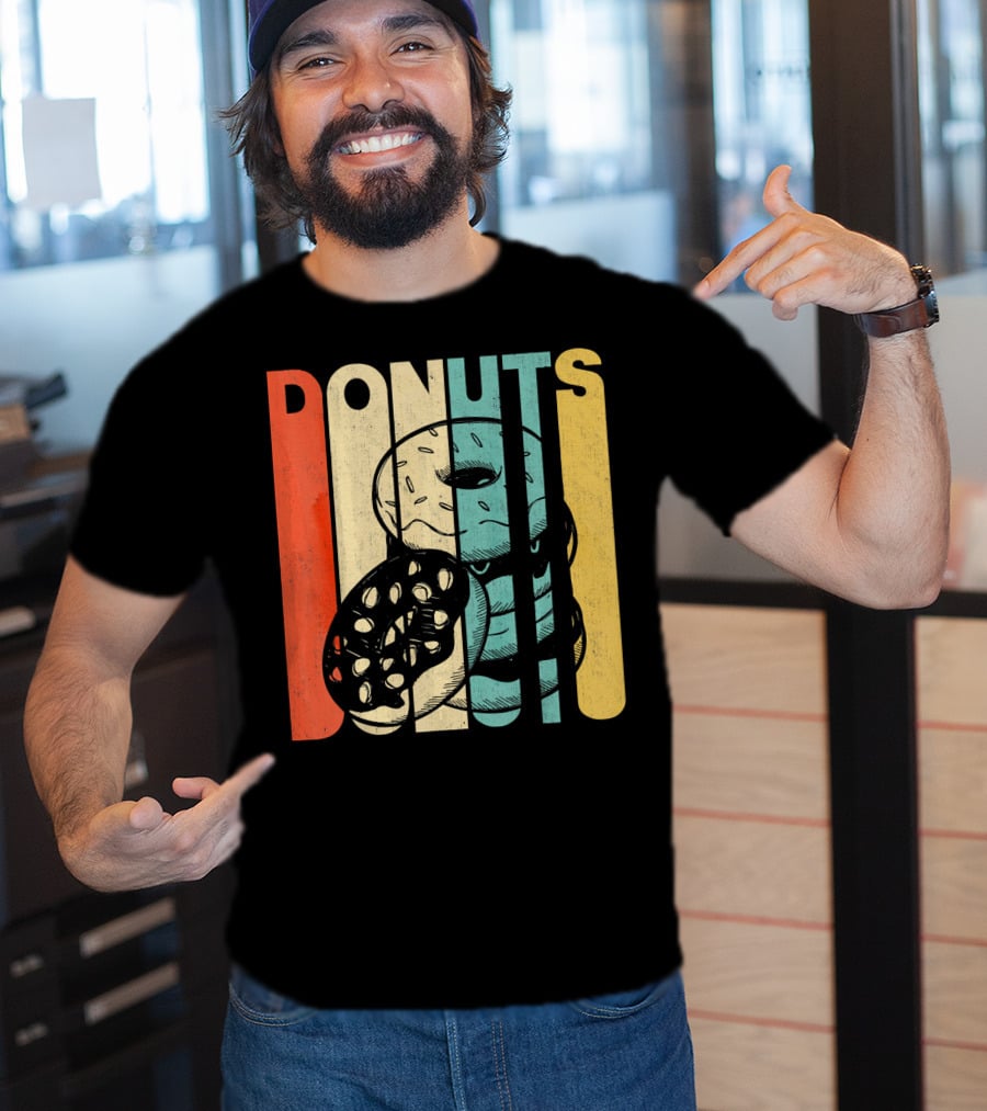 Vintage Retro Donuts Striped T-Shirt