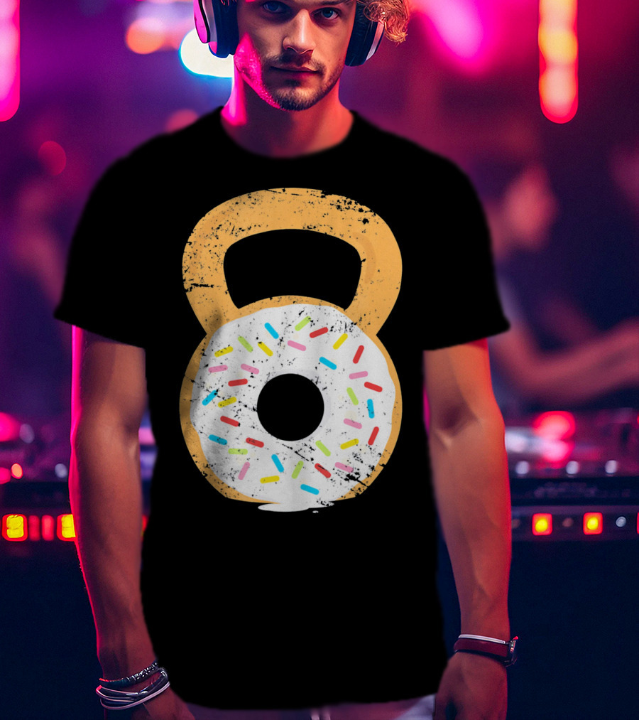 Kettlebell Doughnut With Sprinkles Fitness Humor T-Shirt