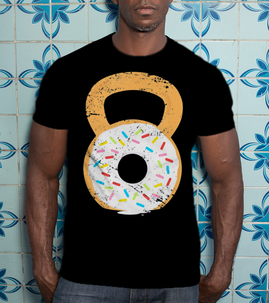 Kettlebell Doughnut With Sprinkles Fitness Humor T-Shirt