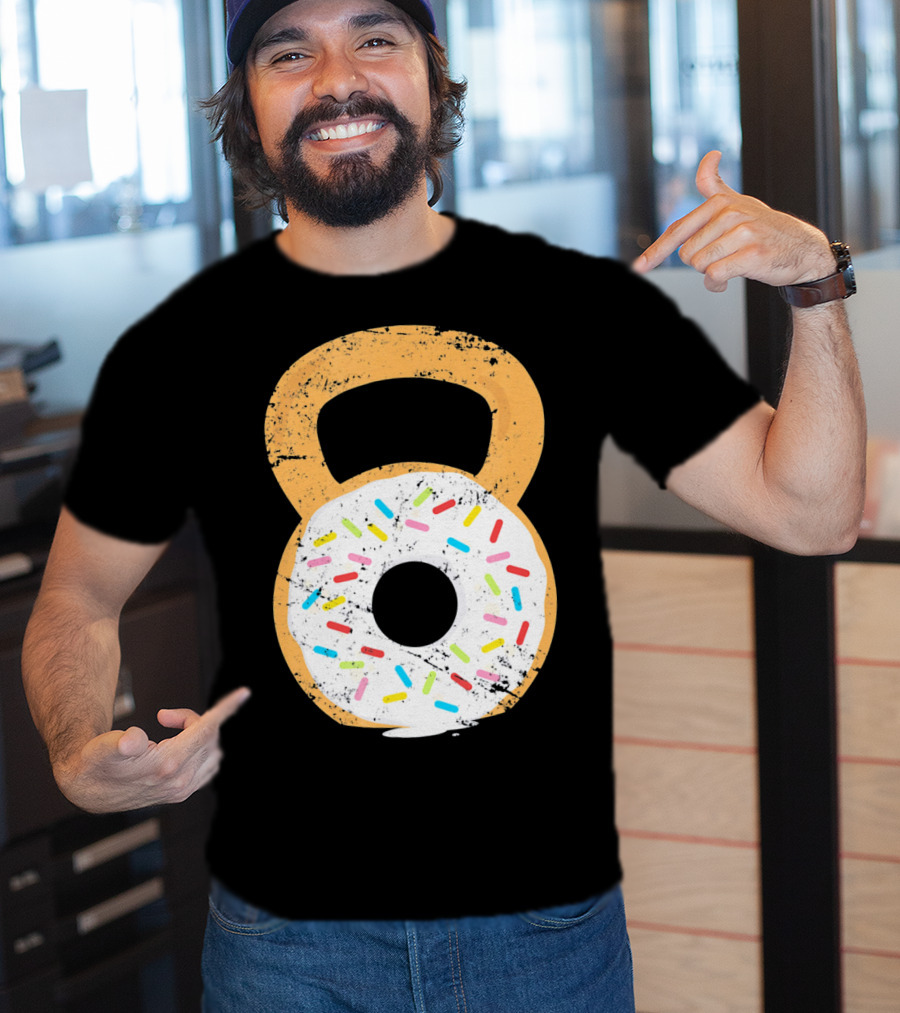 Kettlebell Doughnut With Sprinkles Fitness Humor T-Shirt