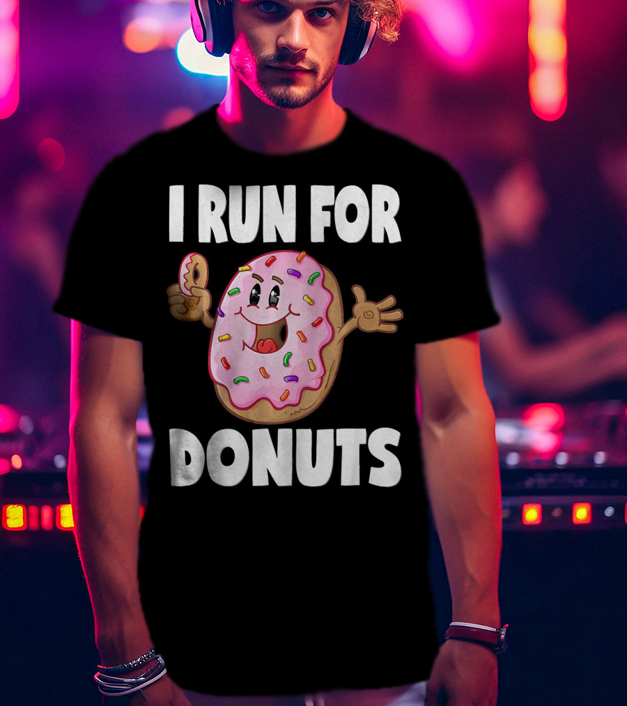 I Run For Donuts Funny Vintage Sprinkled Donut Run T-Shirt