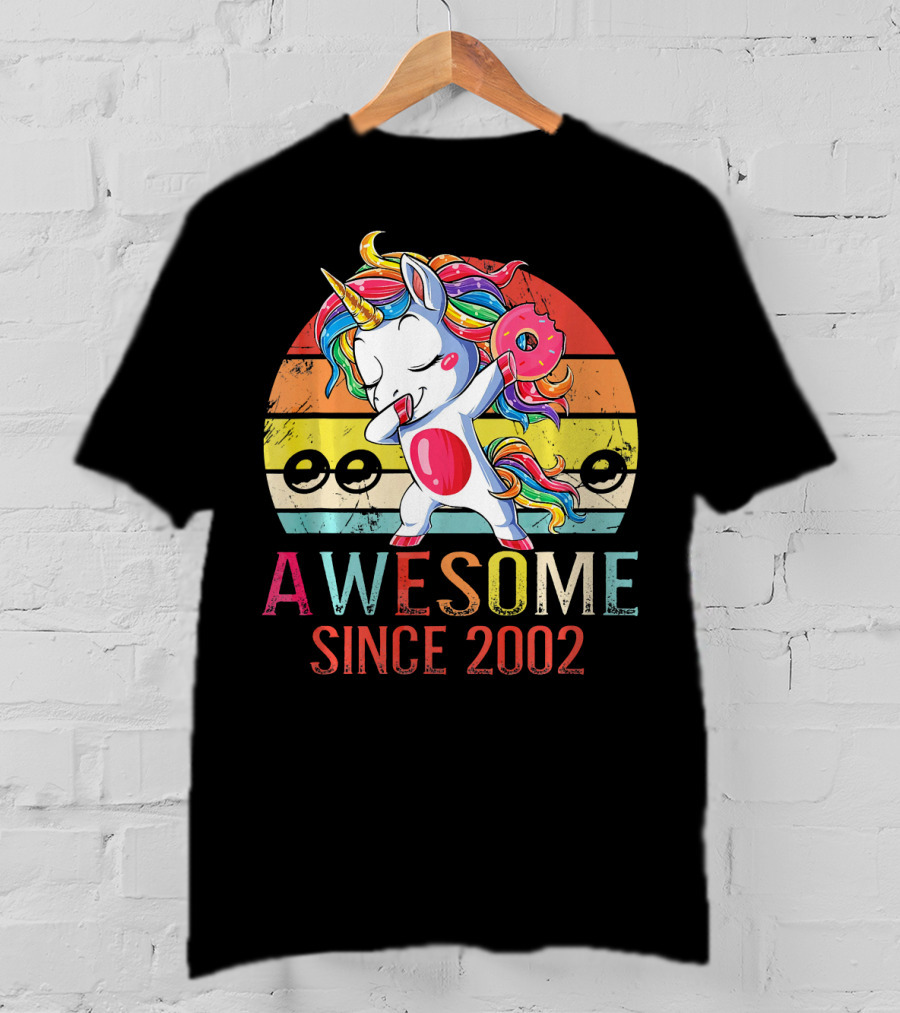 Awesome Unicorn Dabbing Donut Since 2002 T-Shirt