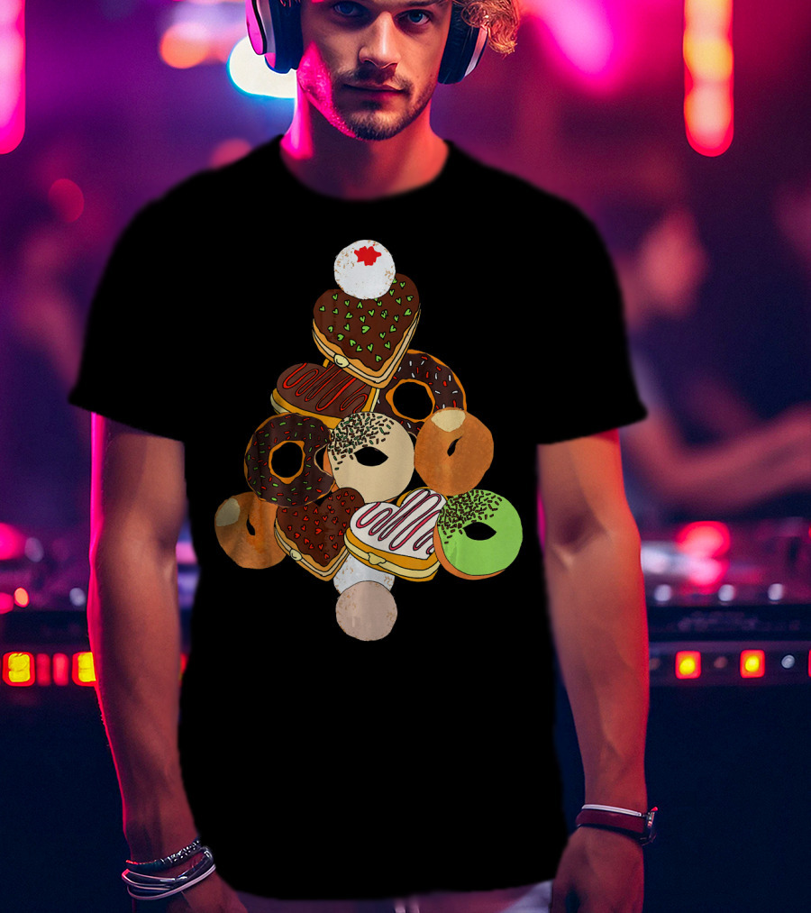 Christmas Tree Made Of Festive Holiday Donuts T-Shirt