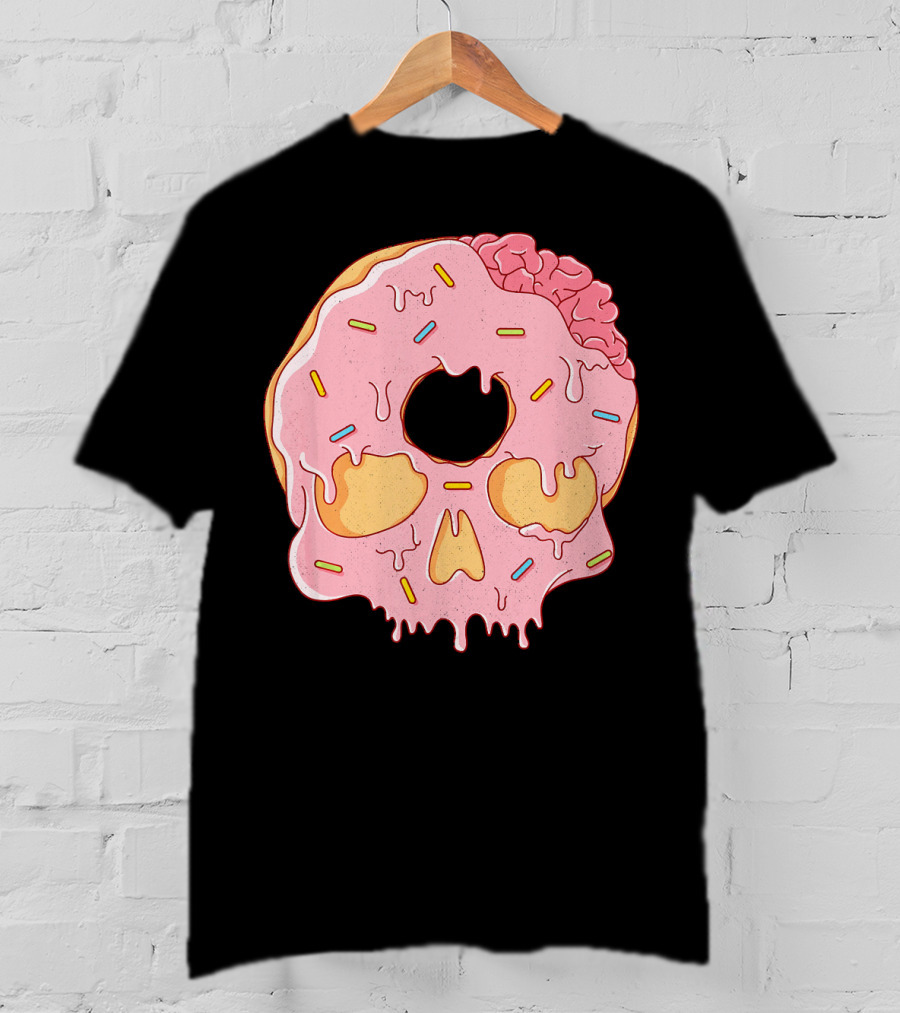 Donut Skull With Sprinkles And Brain Drip T-Shirt