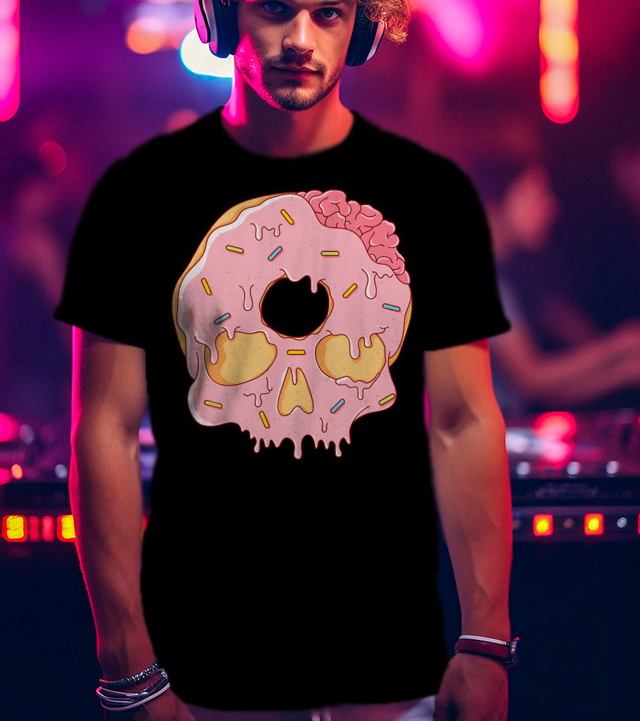 Donut Skull With Sprinkles And Brain Drip T-Shirt