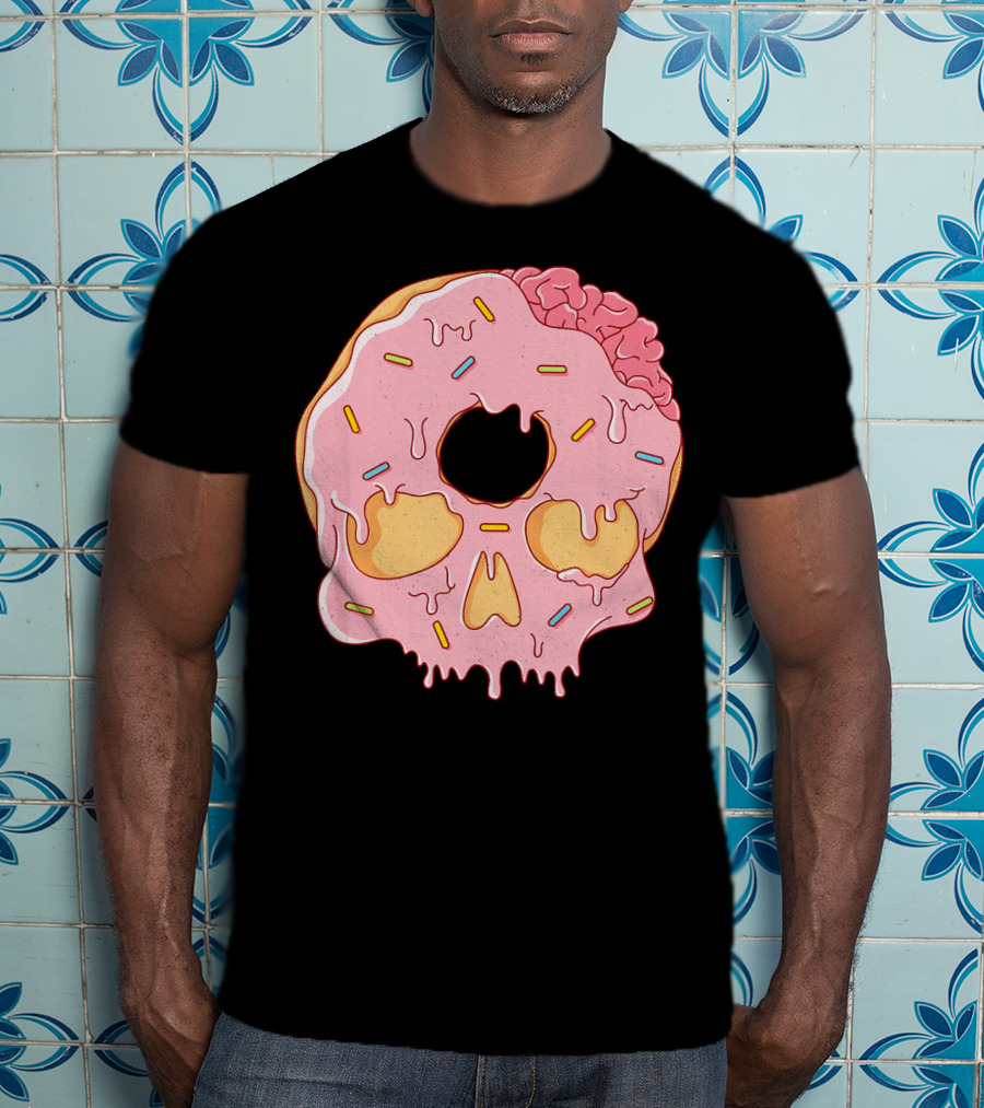Donut Skull With Sprinkles And Brain Drip T-Shirt