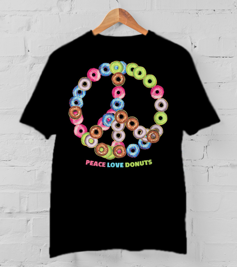 Peace Love Donuts For Bakers Pastry Doughnut Peace Sign T-Shirt