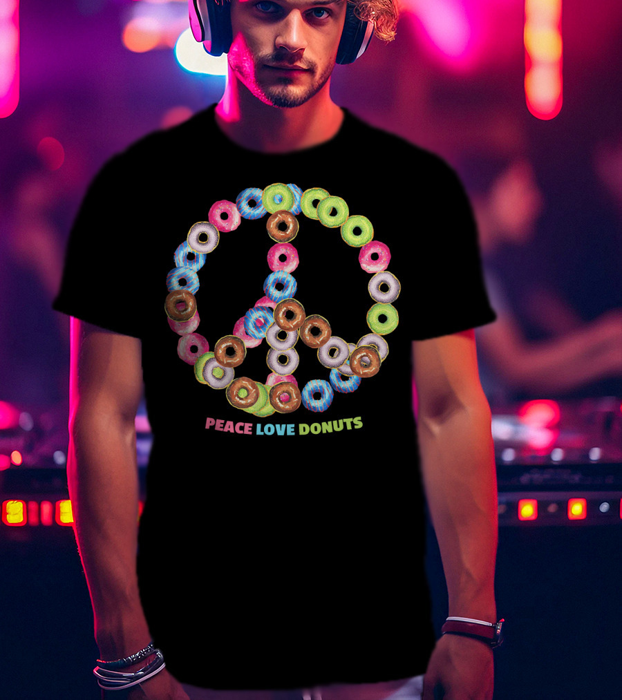 Peace Love Donuts For Bakers Pastry Doughnut Peace Sign T-Shirt