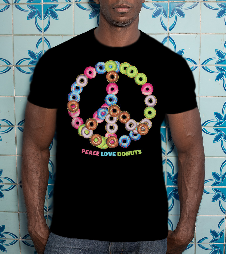 Peace Love Donuts For Bakers Pastry Doughnut Peace Sign T-Shirt