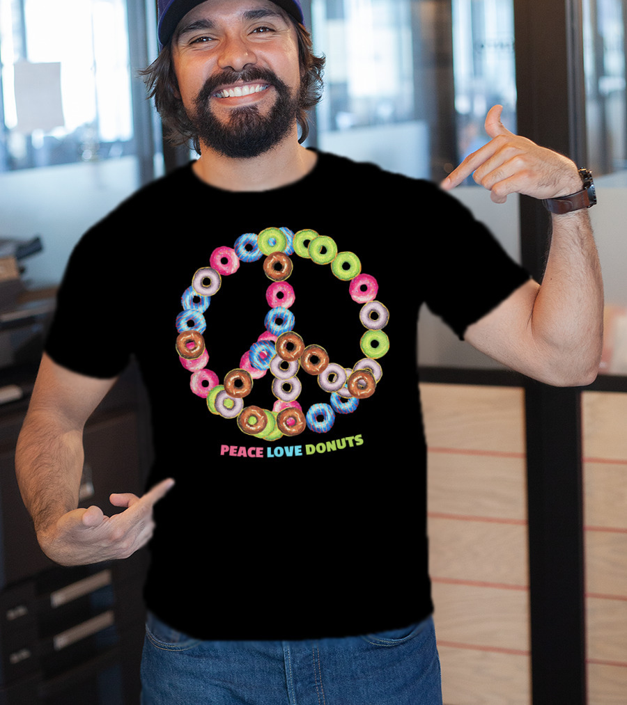 Peace Love Donuts For Bakers Pastry Doughnut Peace Sign T-Shirt