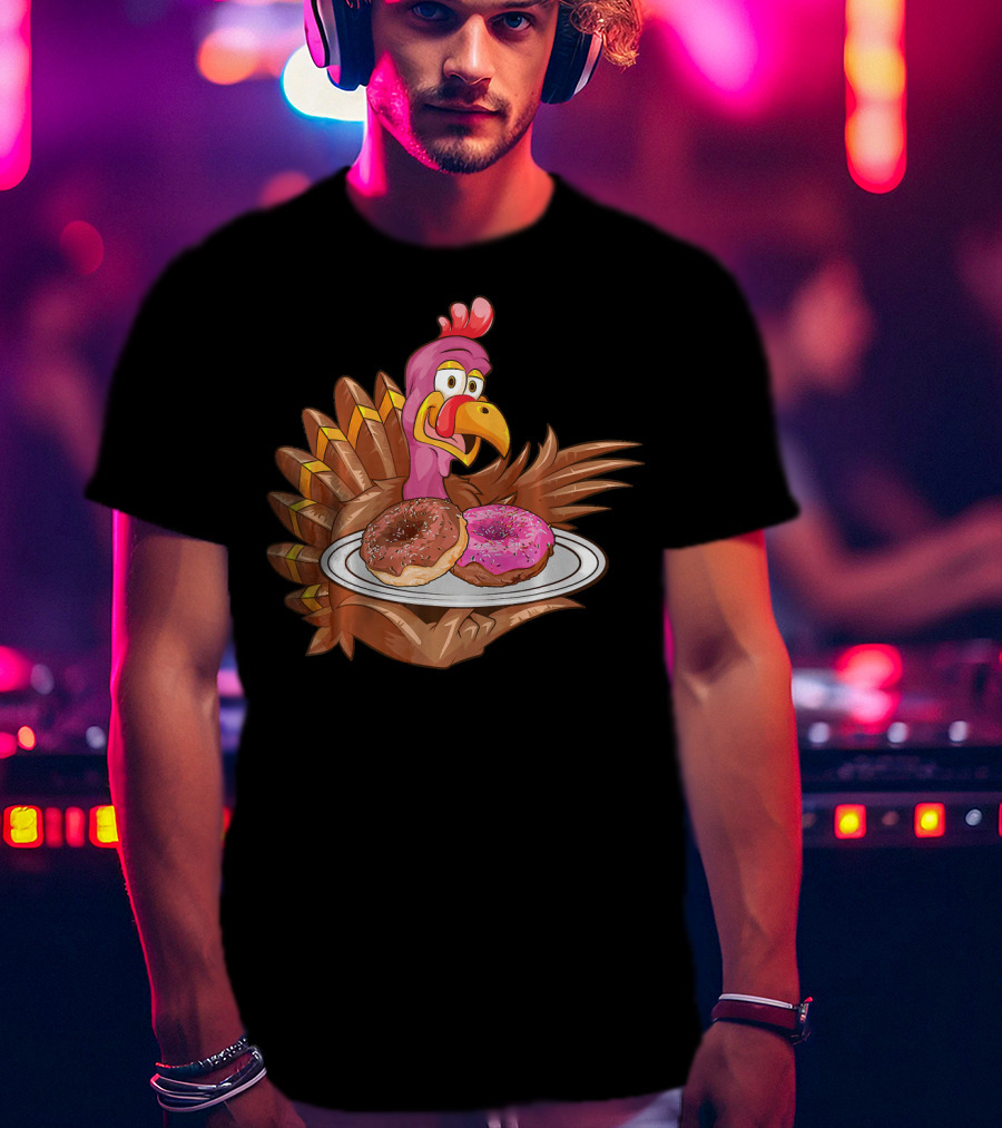 Cute Turkey Serving Donuts T-Shirt