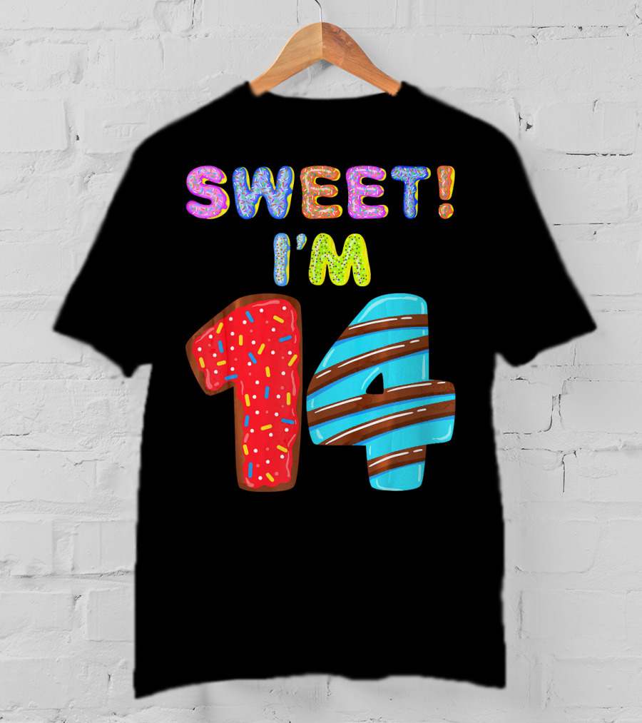 Sweet I'm 14 Birthday Donut Sprinkles Fun T-Shirt