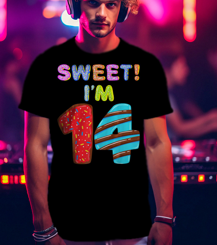 Sweet I'm 14 Birthday Donut Sprinkles Fun T-Shirt