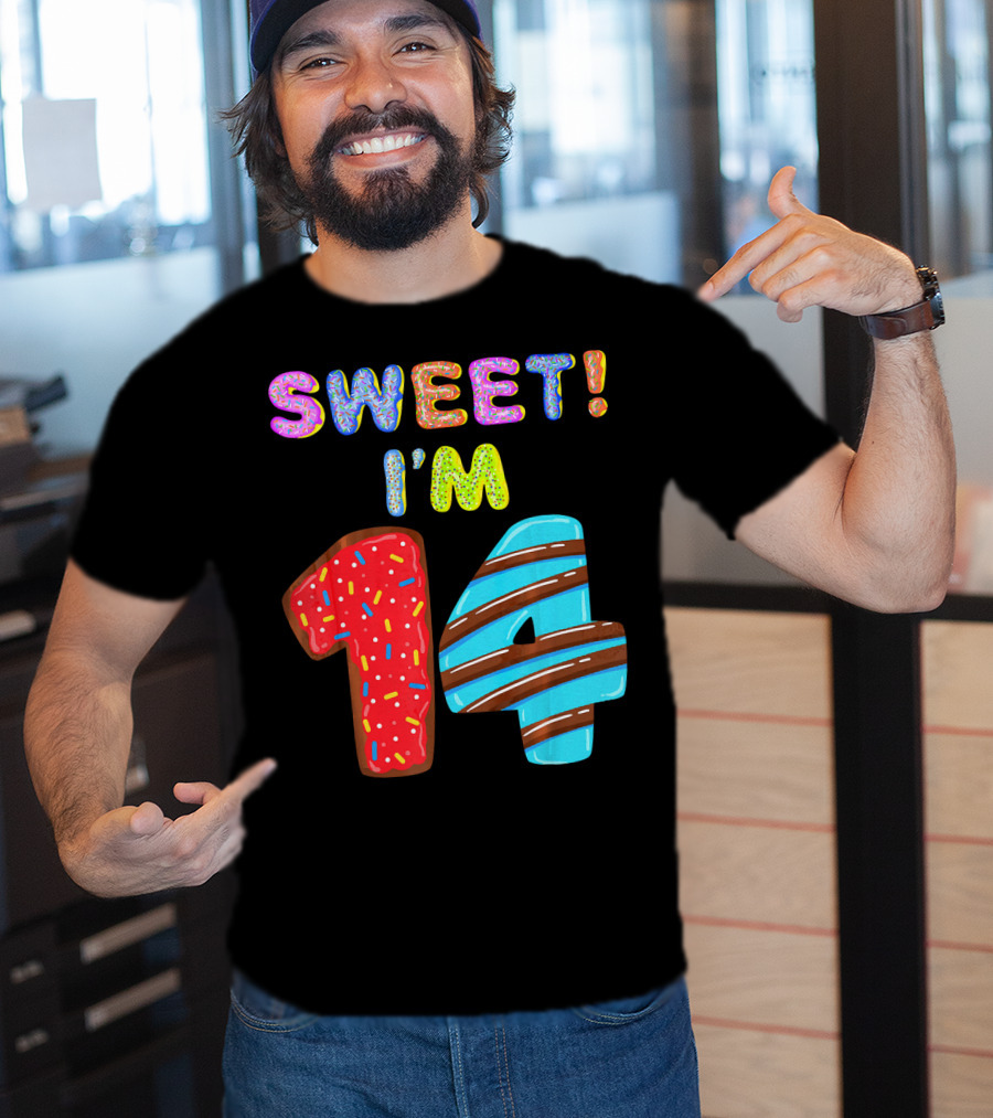 Sweet I'm 14 Birthday Donut Sprinkles Fun T-Shirt