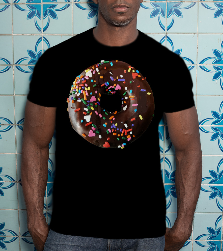 Chocolate Donut Sprinkles Cool Matching Couple Fun T-Shirt