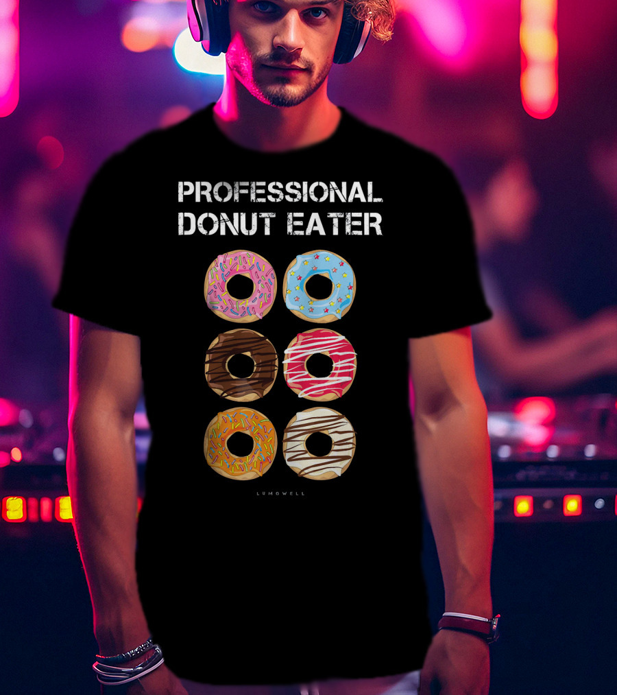 Professional Donut Eater Lumowell Colorful Donuts T-Shirt