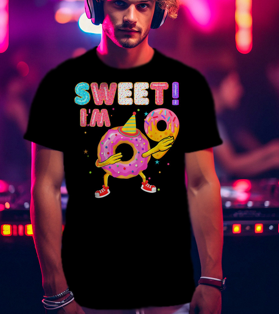 Sweet I'm 9 Years Old Birthday Donut With Sprinkles And Party Hat T-Shirt
