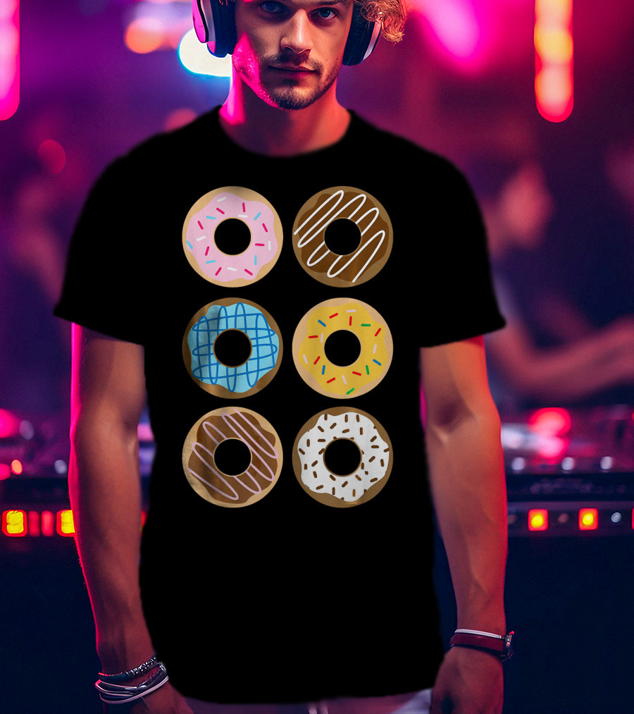 Cute Donut 6 Fun Sprinkled Doughnuts Delight T-Shirt