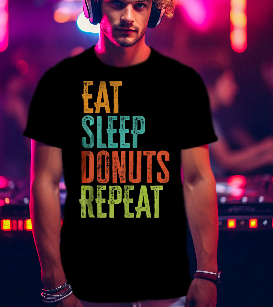Eat Sleep Donuts Repeat Retro Coffee Dou T-Shirt