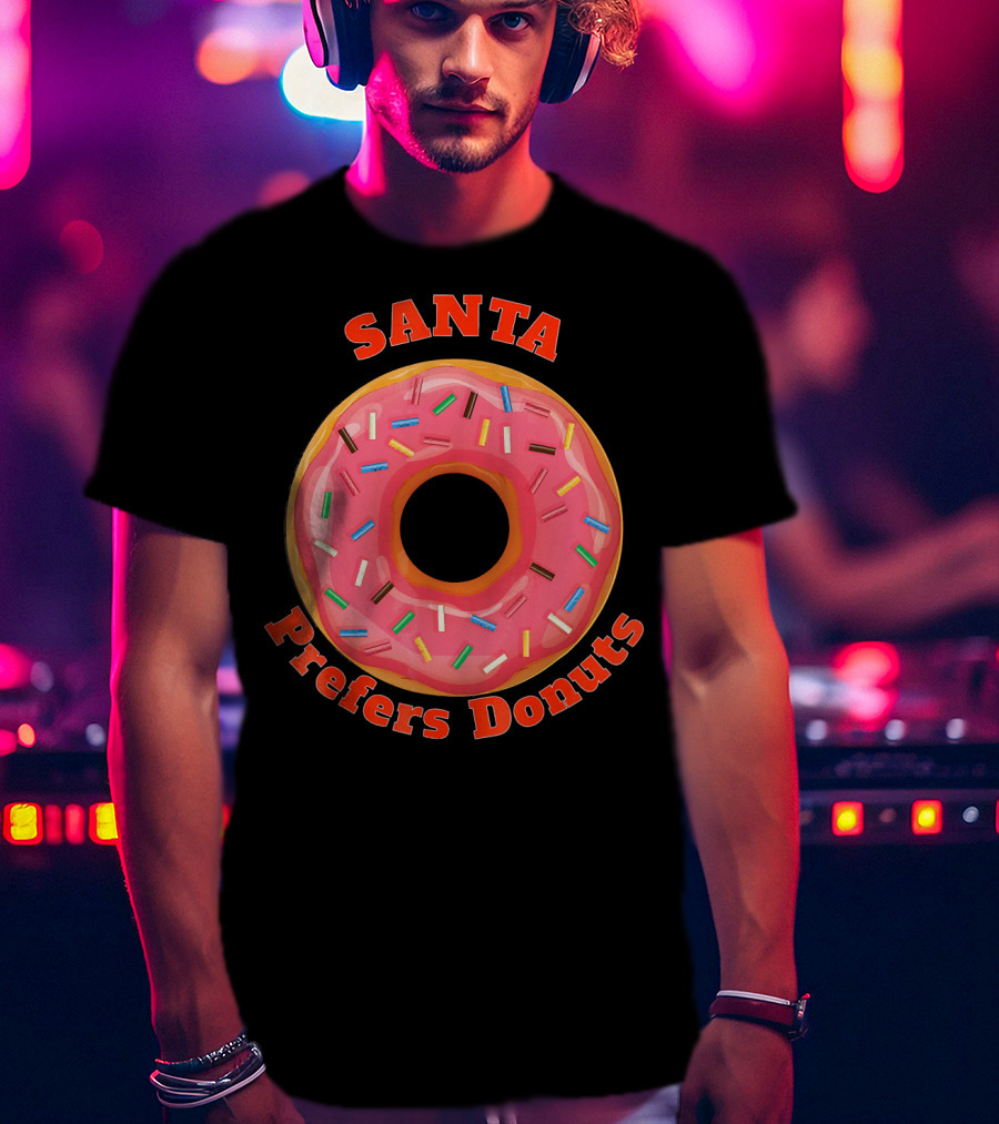 Santa Prefers Donuts Pink Sprinkled Delight T-Shirt