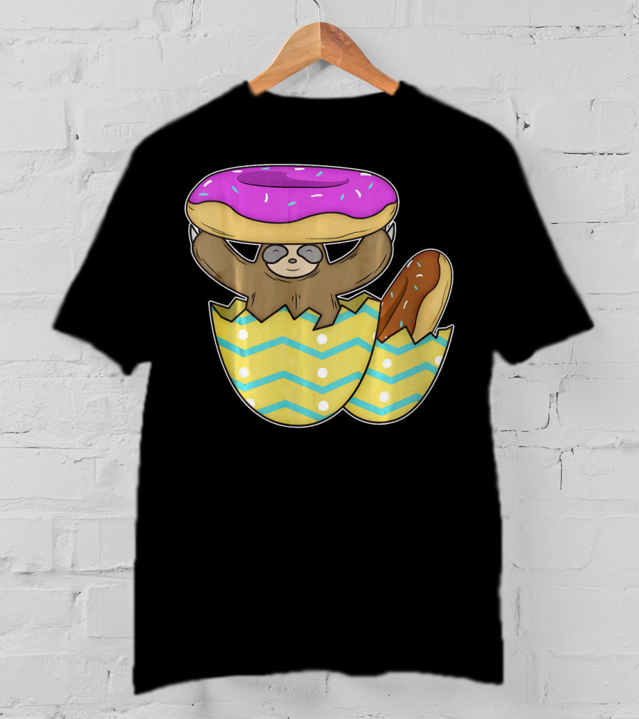 Sloth Easter Egg With Donut Hat T-Shirt