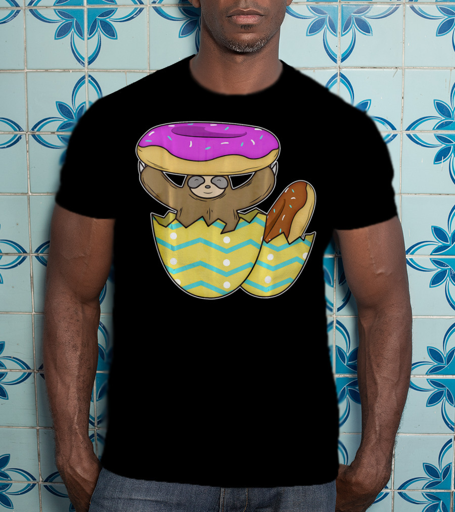 Sloth Easter Egg With Donut Hat T-Shirt