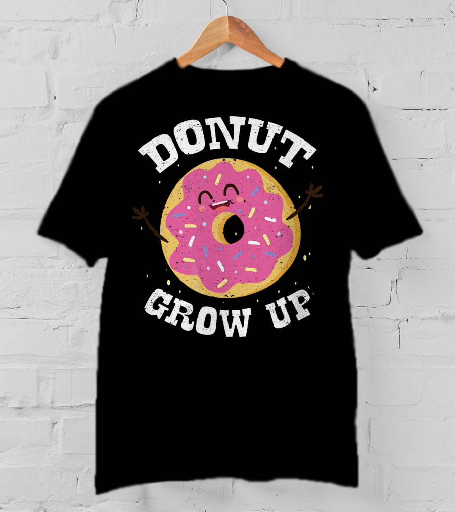 Donut Grow Up Cute Pink Frosted Dessert Foodie T-Shirt